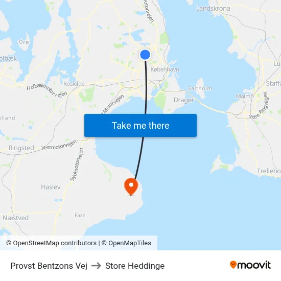 Provst Bentzons Vej to Store Heddinge map