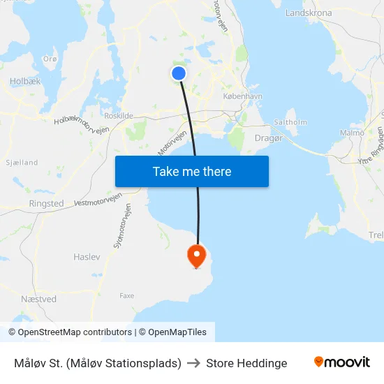 Måløv St. (Måløv Stationsplads) to Store Heddinge map