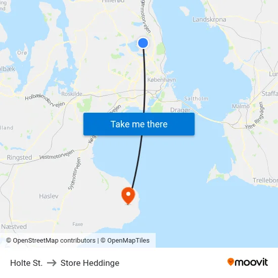 Holte St. to Store Heddinge map