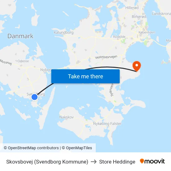 Skovsbovej (Svendborg Kommune) to Store Heddinge map