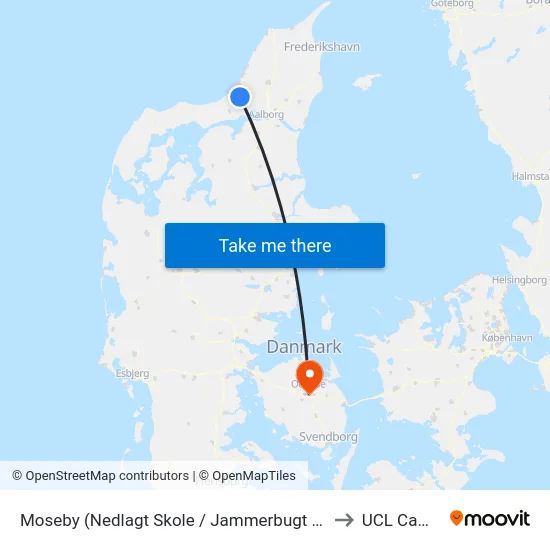 Moseby (Nedlagt Skole / Jammerbugt Kommune) to UCL Campus map