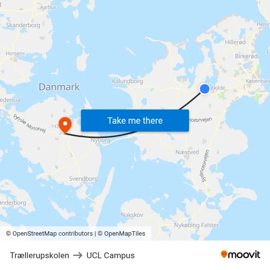 Trællerupskolen to UCL Campus map