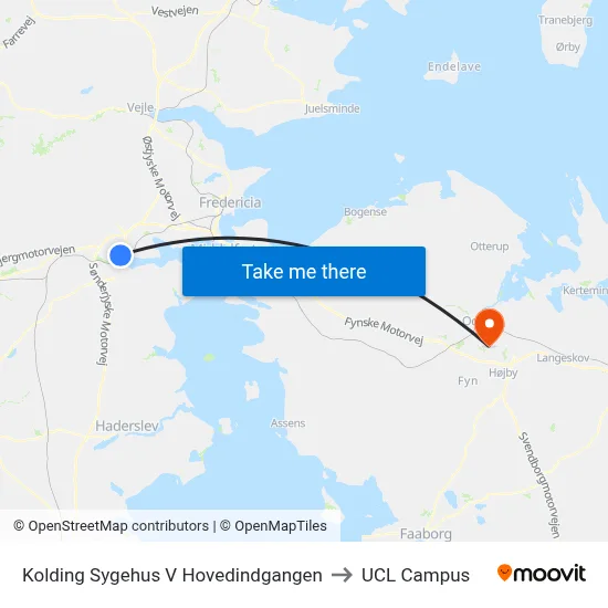Kolding Sygehus V Hovedindgangen to UCL Campus map