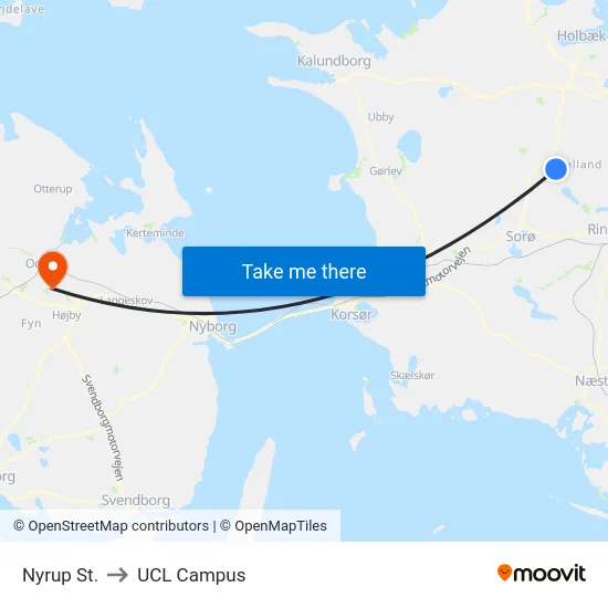 Nyrup St. to UCL Campus map