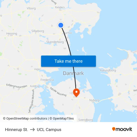 Hinnerup St. to UCL Campus map