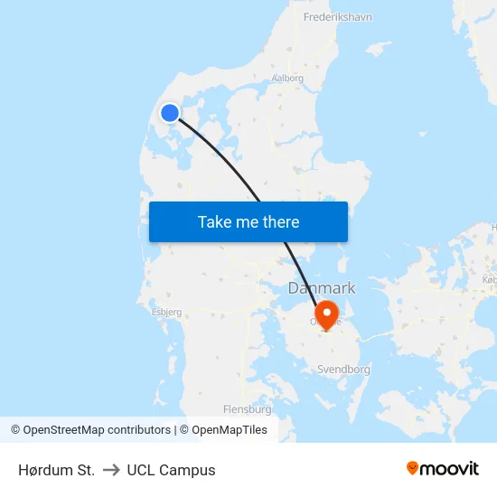 Hørdum St. to UCL Campus map