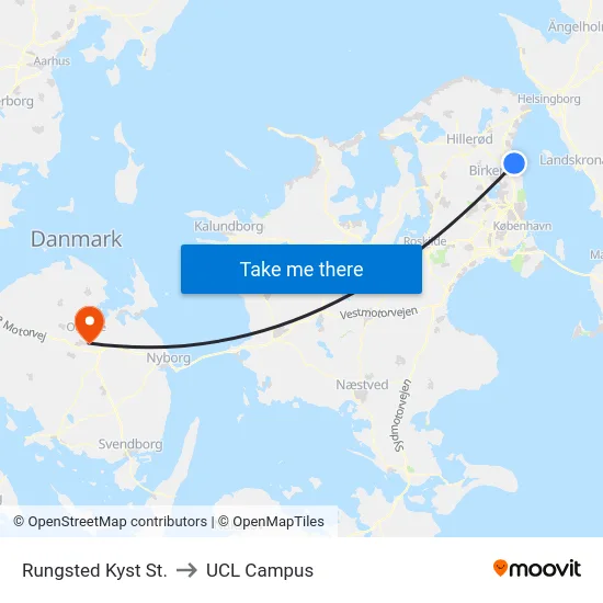 Rungsted Kyst St. to UCL Campus map