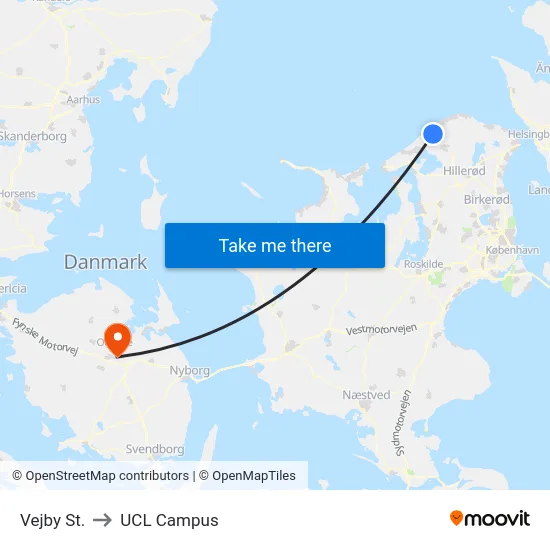 Vejby St. to UCL Campus map