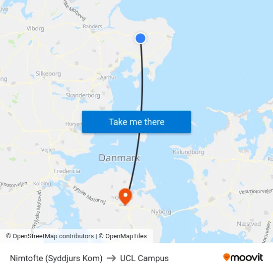 Nimtofte (Syddjurs Kom) to UCL Campus map