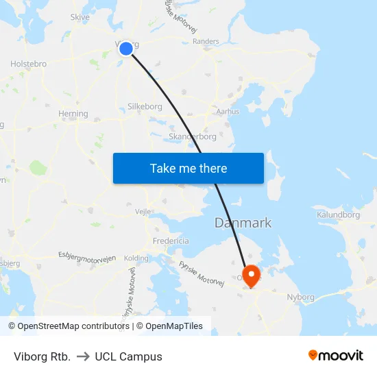 Viborg Rtb. to UCL Campus map