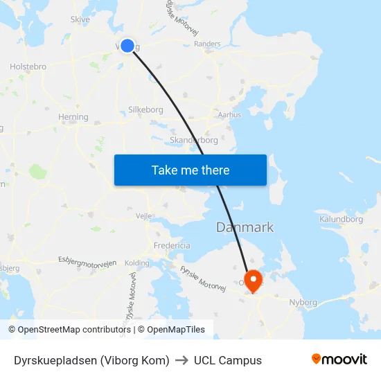 Dyrskuepladsen (Viborg Kom) to UCL Campus map