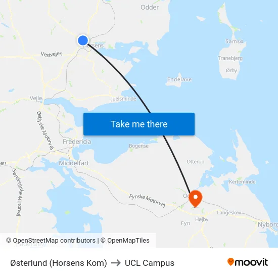 Østerlund (Horsens Kom) to UCL Campus map