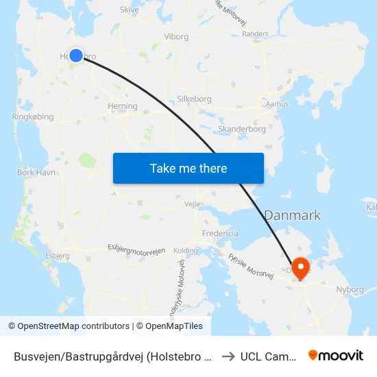 Busvejen/Bastrupgårdvej (Holstebro Kom) to UCL Campus map