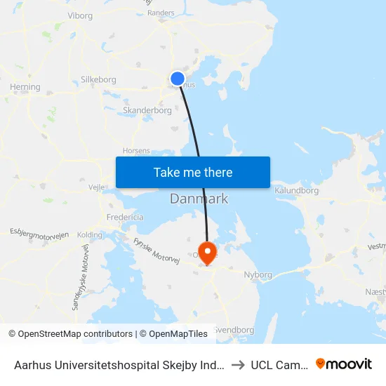 Aarhus Universitetshospital Skejby Indgang I/J to UCL Campus map