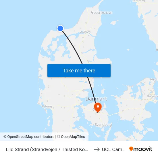 Lild Strand (Strandvejen / Thisted Kommune) to UCL Campus map