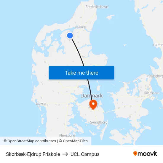 Skørbæk-Ejdrup Friskole to UCL Campus map