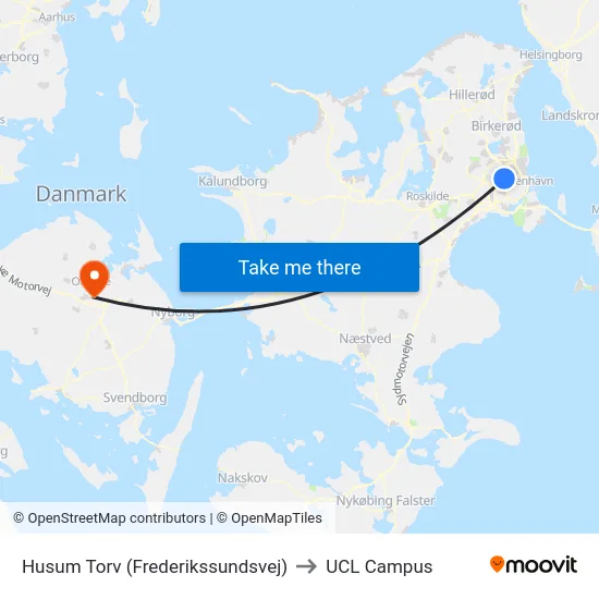 Husum Torv (Frederikssundsvej) to UCL Campus map