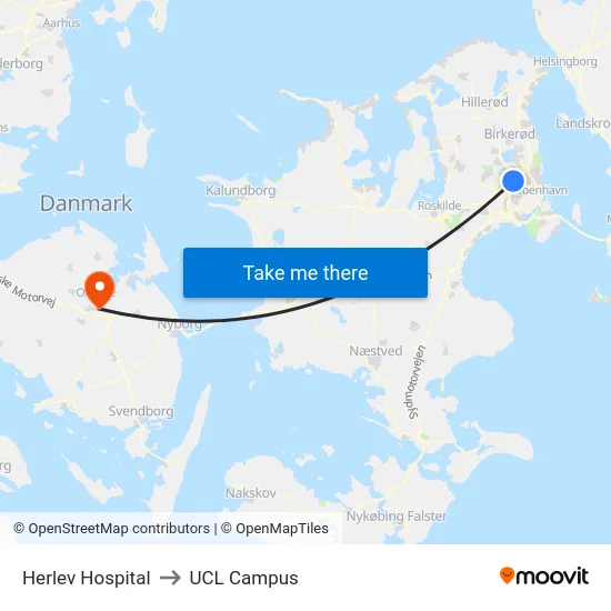 Herlev Hospital to UCL Campus map