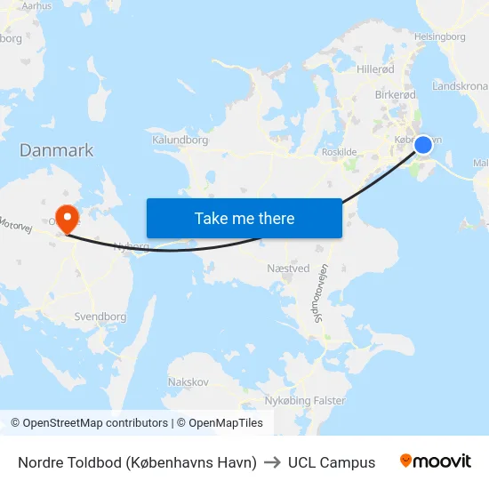 Nordre Toldbod (Københavns Havn) to UCL Campus map