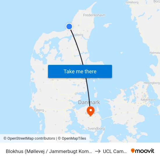 Blokhus (Møllevej / Jammerbugt Kommune) to UCL Campus map