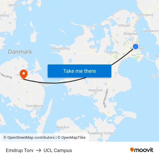 Emdrup Torv to UCL Campus map