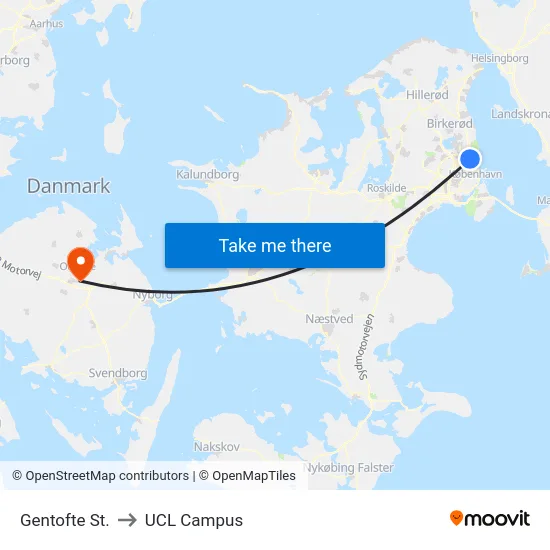 Gentofte St. to UCL Campus map