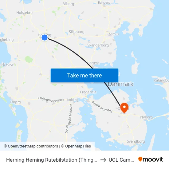 Herning Herning Rutebilstation (Thinggaard) to UCL Campus map