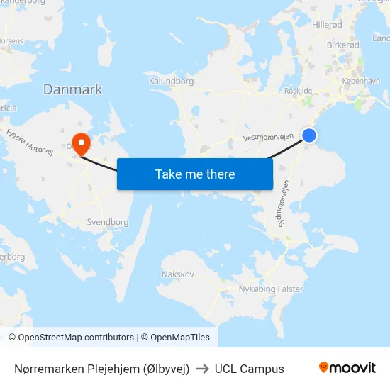 Nørremarken Plejehjem (Ølbyvej) to UCL Campus map