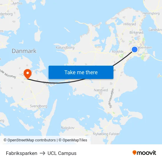 Fabriksparken to UCL Campus map