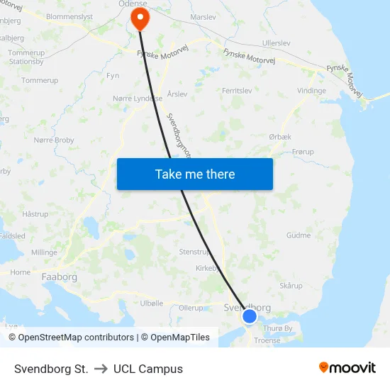 Svendborg St. to UCL Campus map