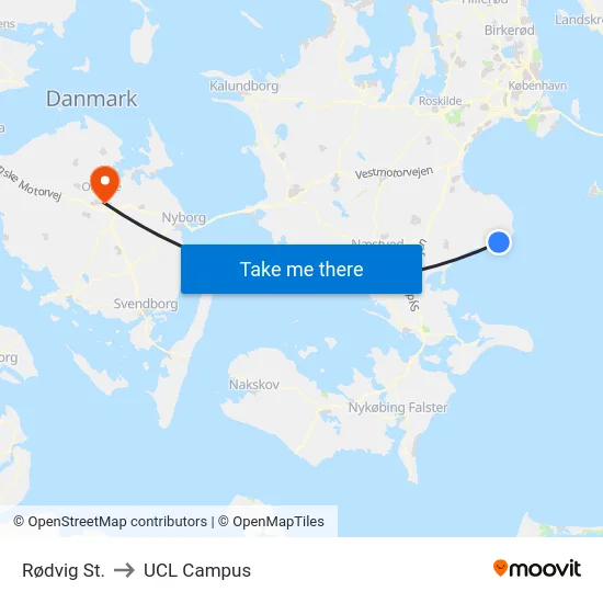 Rødvig St. to UCL Campus map