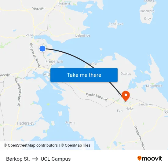 Børkop St. to UCL Campus map