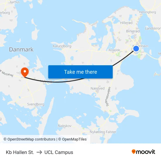 Kb Hallen St. to UCL Campus map