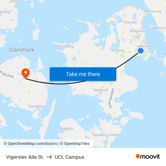 Vigerslev Alle St. to UCL Campus map