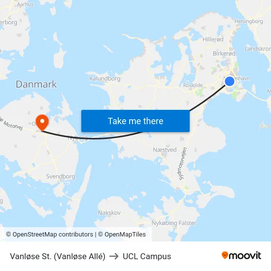 Vanløse St. (Vanløse Allé) to UCL Campus map