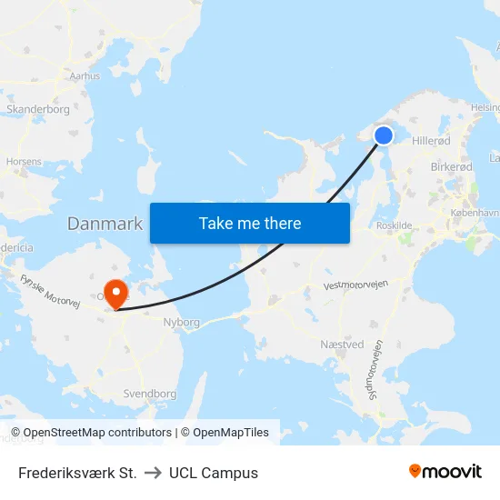 Frederiksværk St. to UCL Campus map