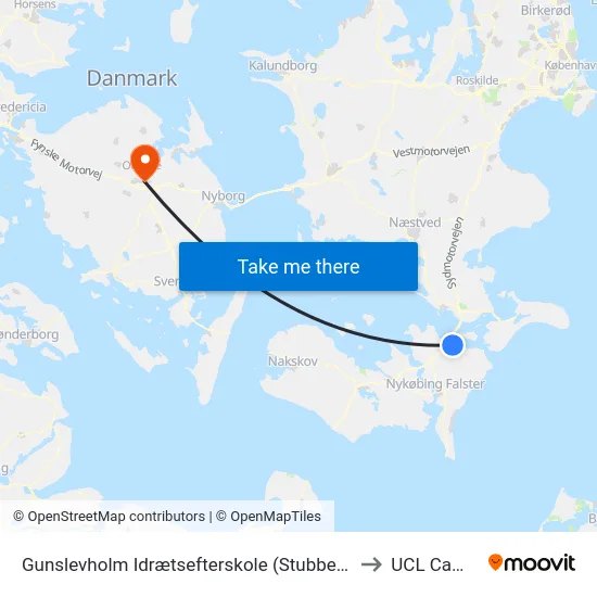 Gunslevholm Idrætsefterskole (Stubbekøbingvej) to UCL Campus map