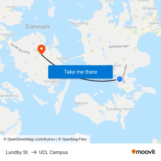 Lundby St. to UCL Campus map