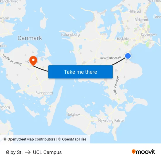 Ølby St. to UCL Campus map