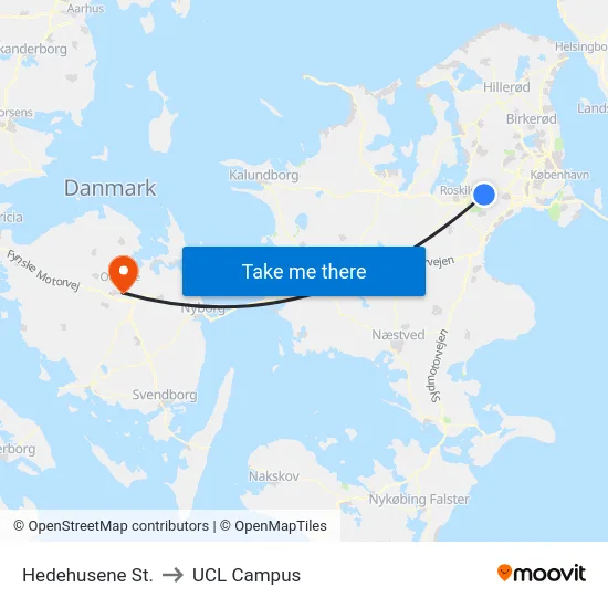 Hedehusene St. to UCL Campus map