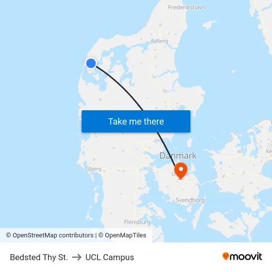 Bedsted Thy St. to UCL Campus map