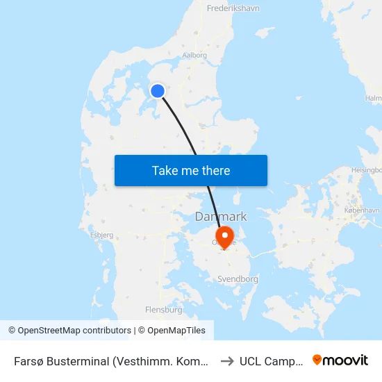 Farsø Busterminal (Vesthimm. Komm.) to UCL Campus map