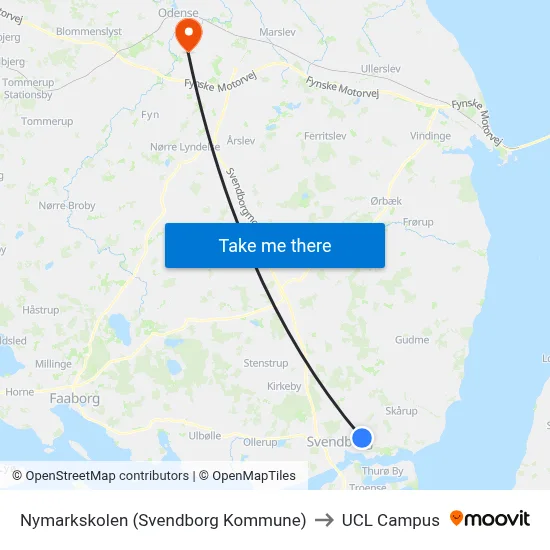Nymarkskolen (Svendborg Kommune) to UCL Campus map