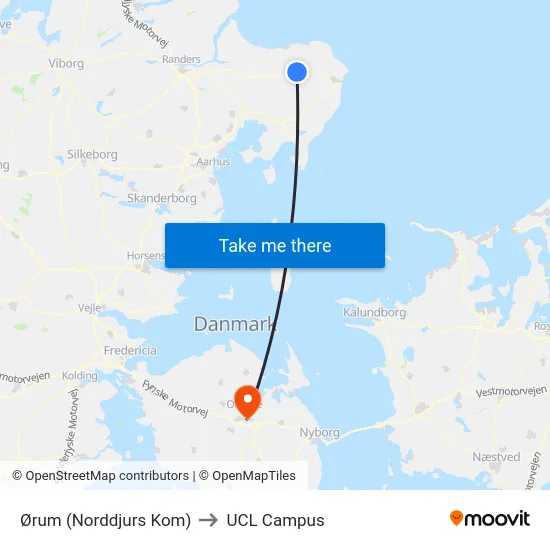 Ørum (Norddjurs Kom) to UCL Campus map