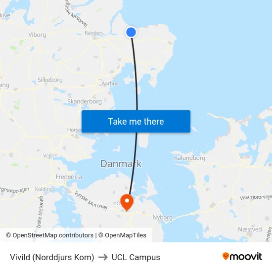 Vivild (Norddjurs Kom) to UCL Campus map