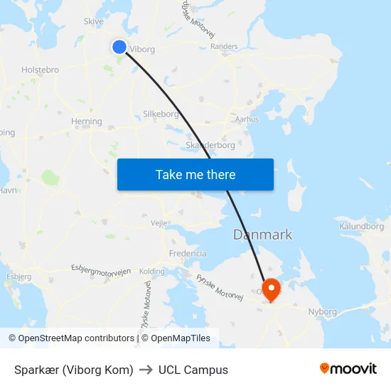 Sparkær (Viborg Kom) to UCL Campus map