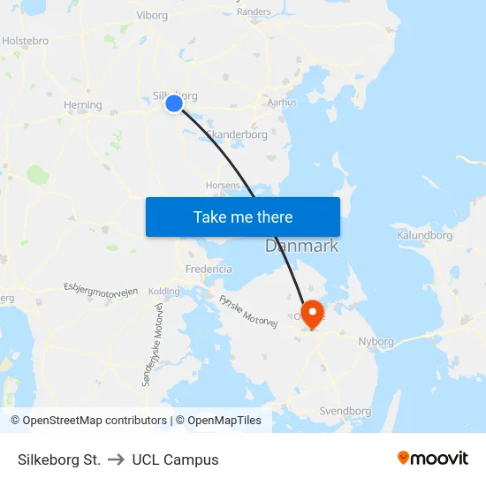 Silkeborg St. to UCL Campus map