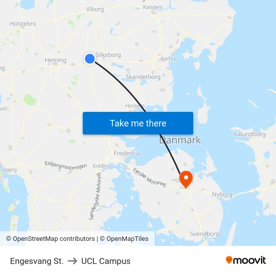 Engesvang St. to UCL Campus map