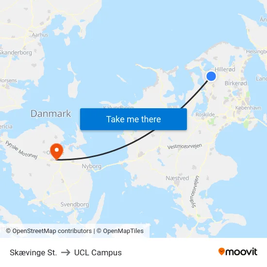 Skævinge St. to UCL Campus map