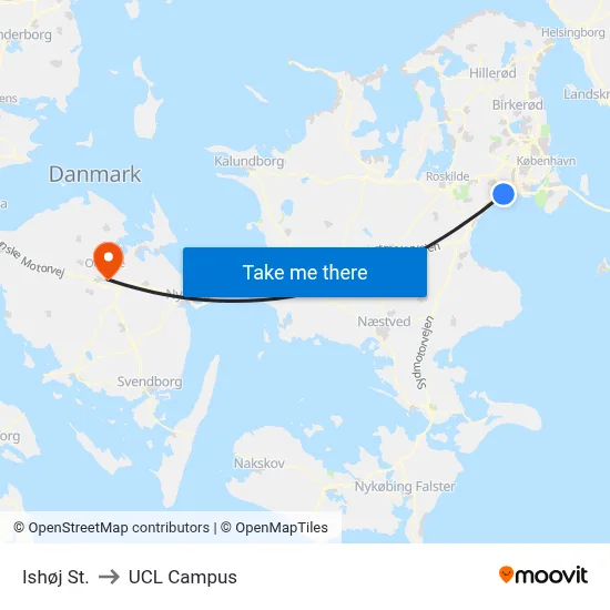 Ishøj St. to UCL Campus map